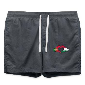 Portugal Ungarn Flagge Hände Herzform used - Badeshorts - Anthrazit - Vorne - AI Model Male 185 light (185cm)