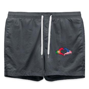 Portugal USA Flagge Hände Herzform - Badeshorts - Anthrazit - Vorne - AI Model Male 185 light (185cm)