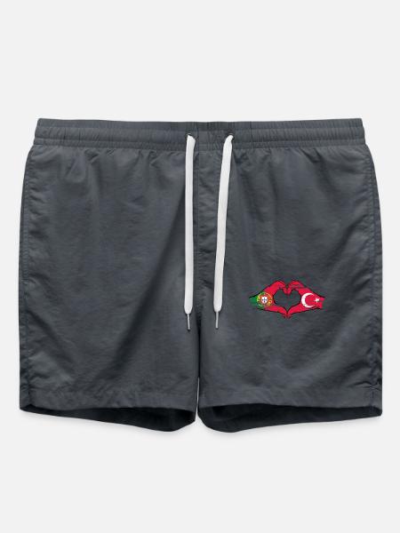 Portugal Türkei Flagge Hände Herzform - Badeshorts - Anthrazit