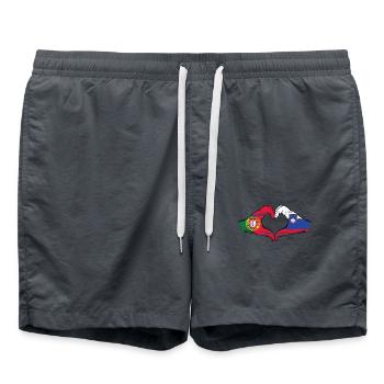 Portugal Slovenia flag heart shape used - Swim Trunks - anthracite - Front - AI Model Male 185 light (185cm)