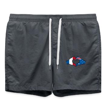 Drapeau de la France Australie en forme de coeur - Short de bain - charbon - Devant - AI Model Male 185 light (185cm)
