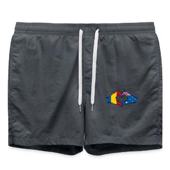 Roumanie Australie Drapeau Coeur Forme - Short de bain - charbon - Devant - AI Model Male 185 light (185cm)