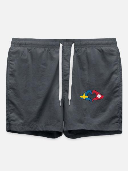 Sverige Schweiz Flagga Hjärta form som används - Badshorts - kolgrå