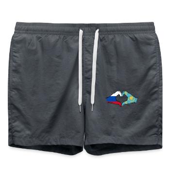 Russie Kazakhstan Drapeau Mains Coeur Forme Utilisé - Short de bain - charbon - Devant - AI Model Male 185 light (185cm)