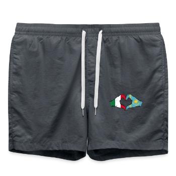 Italie Kazakhstan Drapeau Mains Coeur Forme Utilisé - Short de bain - charbon - Devant - AI Model Male 185 light (185cm)