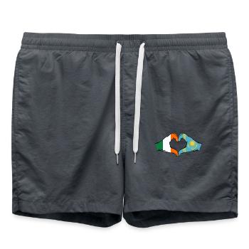 Irlande Kazakhstan Drapeau Mains Coeur Forme - Short de bain - charbon - Devant - AI Model Male 185 light (185cm)