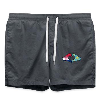Croatie Kazakhstan Drapeau Mains Coeur Forme - Short de bain - charbon - Devant - AI Model Male 185 light (185cm)