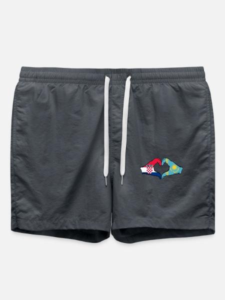Kroatien Kasachstan Flagge Hände Herzform - Badeshorts - Anthrazit