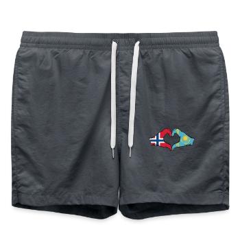Norvège Kazakhstan Drapeau Mains Coeur Forme - Short de bain - charbon - Devant - AI Model Male 185 light (185cm)