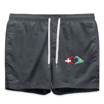 Danemark Kazakhstan drapeau mains forme de coeur utilisé - Short de bain - charbon - Devant - AI Model Male 185 light (185cm)