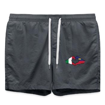 Italie Liechtenstein Drapeau Mains Coeur Forme - Short de bain - charbon - Devant - AI Model Male 185 light (185cm)