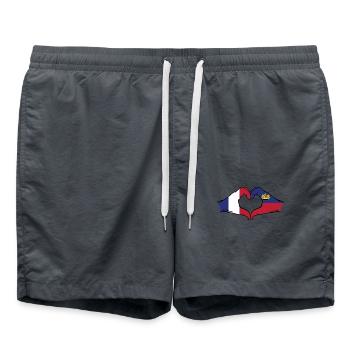 France Liechtenstein Drapeau Mains Coeur - Short de bain - charbon - Devant - AI Model Male 185 light (185cm)