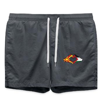 Macedonia Palestine Flag Hands Heart Shape Used - Swim Trunks - anthracite - Front - AI Model Male 185 light (185cm)