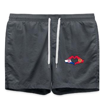 Croatie Monténégro Drapeau Mains Coeur Forme - Short de bain - charbon - Devant - AI Model Male 185 light (185cm)