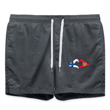 Finnland Montenegro Flagge Hände Herzform - Badeshorts - Anthrazit - Vorne - AI Model Male 185 light (185cm)