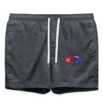 Monténégro Australie drapeau mains forme de coeur utilisé - Short de bain - charbon - Devant - AI Model Male 185 light (185cm)