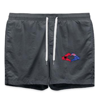 Albanie Nouvelle-Zélande drapeau mains coeur utilisé - Short de bain - charbon - Devant - AI Model Male 185 light (185cm)