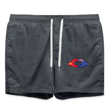 Chine Nouvelle-Zélande drapeau mains forme de coeur utilisé - Short de bain - charbon - Devant - AI Model Male 185 light (185cm)
