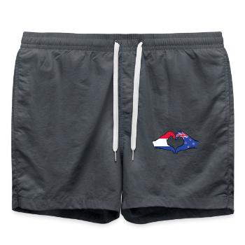 Hollande Nouvelle-Zélande drapeau mains forme coeur - Short de bain - charbon - Devant - AI Model Male 185 light (185cm)