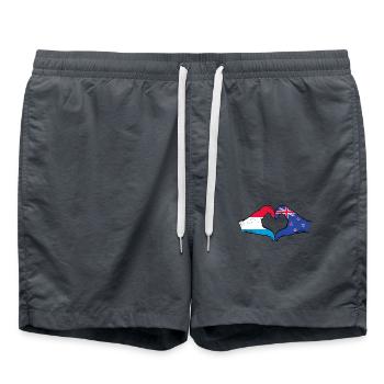 Luxemburg Neuseeland Flagge Hände Herzform used - Badeshorts - Anthrazit - Vorne - AI Model Male 185 light (185cm)