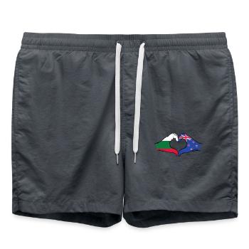 Bulgarie Nouvelle-Zélande drapeau mains forme coeur utilisé - Short de bain - charbon - Devant - AI Model Male 185 light (185cm)
