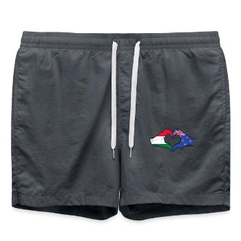 Hongrie Nouvelle-Zélande drapeau mains coeur utilisé - Short de bain - charbon - Devant - AI Model Male 185 light (185cm)