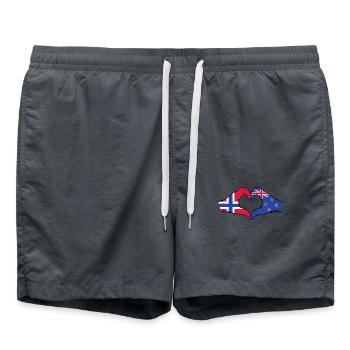 Norvège Nouvelle-Zélande drapeau mains coeur utilisé - Short de bain - charbon - Devant - AI Model Male 185 light (185cm)