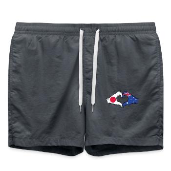 Japon Australie drapeau mains coeur forme utilisé - Short de bain - charbon - Devant - AI Model Male 185 light (185cm)