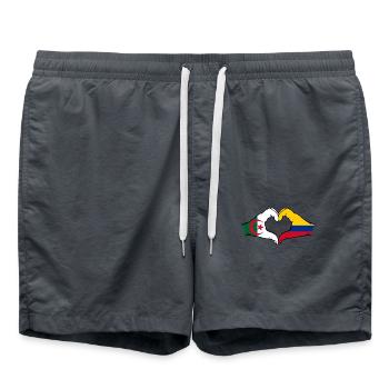 Algeria Colombia Flag Hands Heart Shape - Swim Trunks - anthracite - Front - AI Model Male 185 light (185cm)
