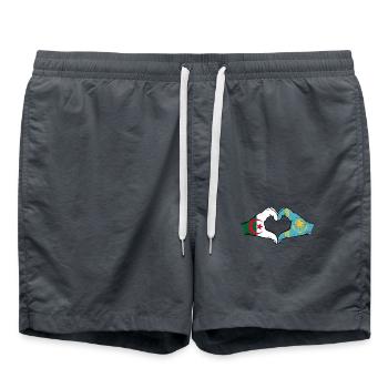 Algérie Kazakhstan Drapeau Mains Coeur Forme Utilisé - Short de bain - charbon - Devant - AI Model Male 185 light (185cm)