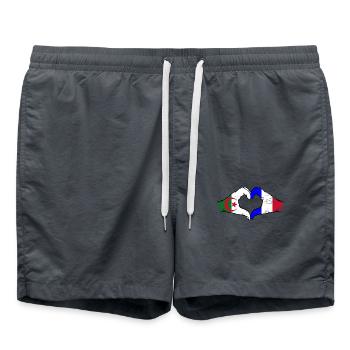 Algérie France Drapeau Mains Coeur Forme Utilisé - Short de bain - charbon - Devant - AI Model Male 185 light (185cm)