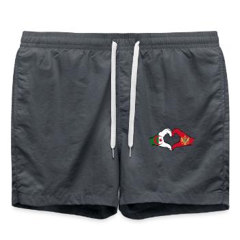 Algerien Montanegro Flagge Hände Herzform used - Badeshorts - Anthrazit - Vorne - AI Model Male 185 light (185cm)