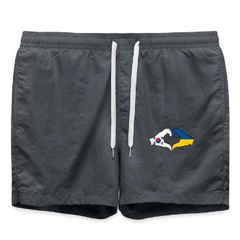 Corée du Sud Ukraine Mains Forme De Coeur - Short de bain - charbon - Devant - AI Model Male 185 light (185cm)