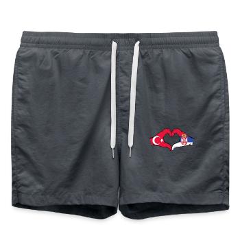 Turquie Serbie Mains Forme Coeur - Short de bain - charbon - Devant - AI Model Male 185 light (185cm)