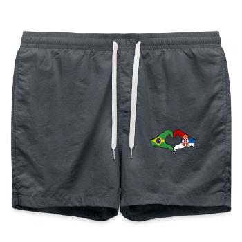 Brésil Serbie drapeau coeur forme - Short de bain - charbon - Devant - AI Model Male 185 light (185cm)