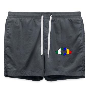Nigeria Roumanie Drapeau Coeur Forme - Short de bain - charbon - Devant - AI Model Male 185 light (185cm)