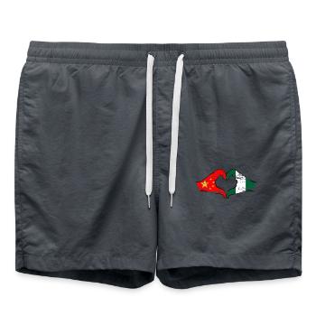 China Nigeria Flagge Herzform used - Badeshorts - Anthrazit - Vorne - AI Model Male 185 light (185cm)