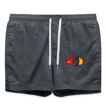 China Rumänien Flagge Herzform used - Badeshorts - Anthrazit - Vorne - AI Model Male 185 light (185cm)