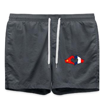 China Frankreich Flagge Herzform - Badeshorts - Anthrazit - Vorne - AI Model Male 185 light (185cm)