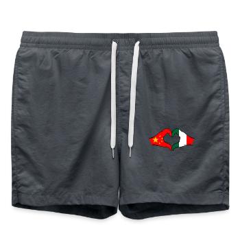 China Italien Flagge Herzform - Badeshorts - Anthrazit - Vorne - AI Model Male 185 light (185cm)