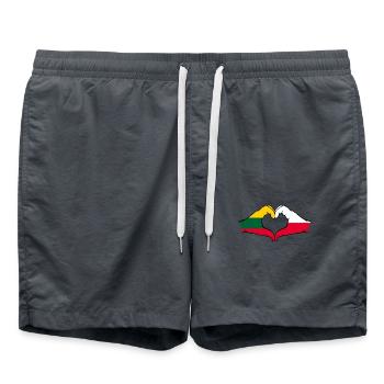 Lituanie Pologne Drapeau Mains Coeur Forme - Short de bain - charbon - Devant - AI Model Male 185 light (185cm)