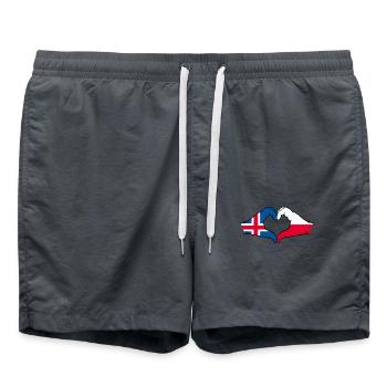 Iceland Poland Flag Hands Heart Shape - Swim Trunks - anthracite - Front - AI Model Male 185 light (185cm)