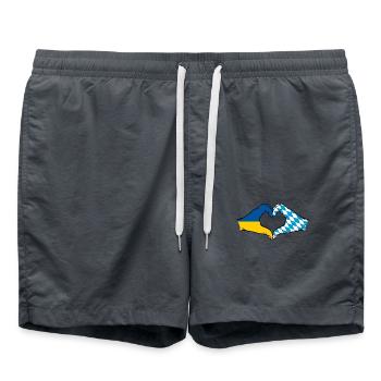 Ukraine Bavière Drapeau Mains Coeur Forme - Short de bain - charbon - Devant - AI Model Male 185 light (185cm)