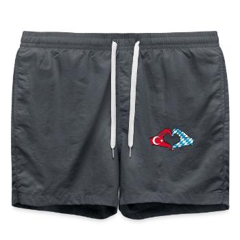 Turkey Bavaria Flag Hands Heart Shape Used - Swim Trunks - anthracite - Front - AI Model Male 185 light (185cm)