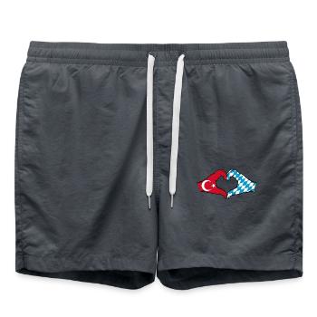 Turquie Bavière drapeau mains coeur - Short de bain - charbon - Devant - AI Model Male 185 light (185cm)