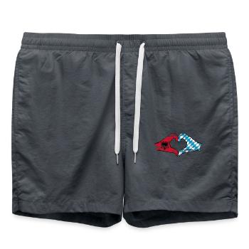 Albanie Bavière Drapeau Mains Coeur Forme Utilisé - Short de bain - charbon - Devant - AI Model Male 185 light (185cm)