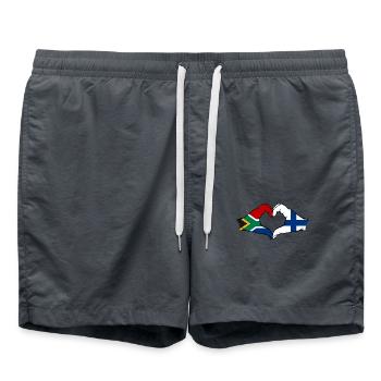 Afrique du Sud Finlande Drapeau Mains Coeur Forme - Short de bain - charbon - Devant - AI Model Male 185 light (185cm)