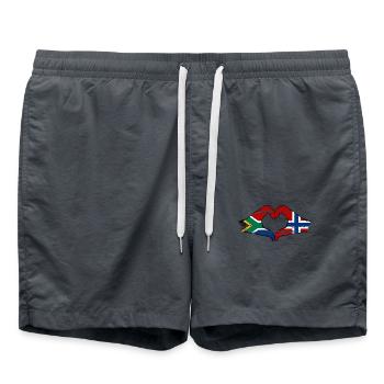 South Africa Norway Flag Hands Heart Shape Used - Swim Trunks - anthracite - Front - AI Model Male 185 light (185cm)