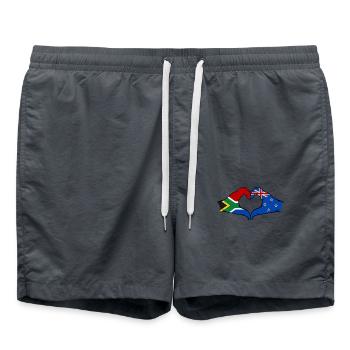 Afrique du Sud Nouvelle-Zélande drapeau mains forme coeur - Short de bain - charbon - Devant - AI Model Male 185 light (185cm)