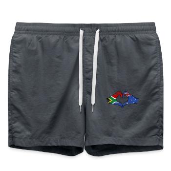 South Africa Australia Flag Hands Heart Shape Used - Swim Trunks - anthracite - Front - AI Model Male 185 light (185cm)